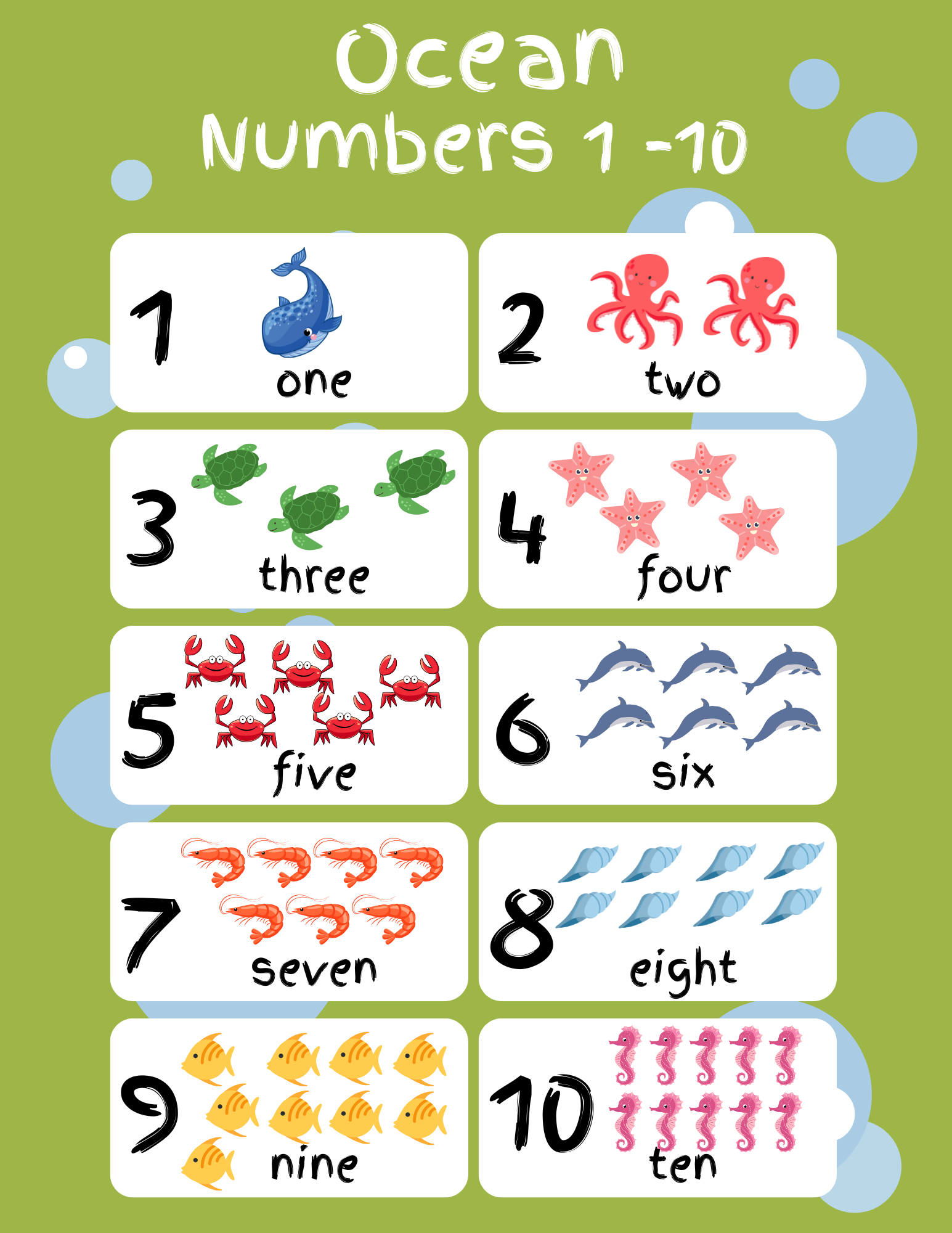 Ocean Number Counting : 1 - 10
